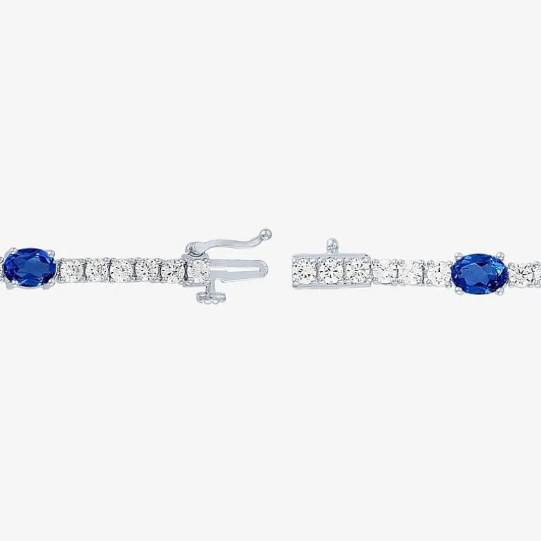 Gemstone Pure Silver Over Brass Tennis Bracelet