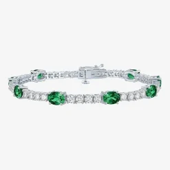 Gemstone Pure Silver Over Brass Tennis Bracelet