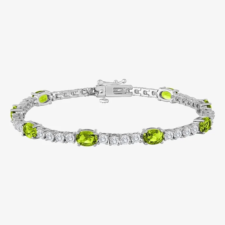 Gemstone Pure Silver Over Brass Tennis Bracelet