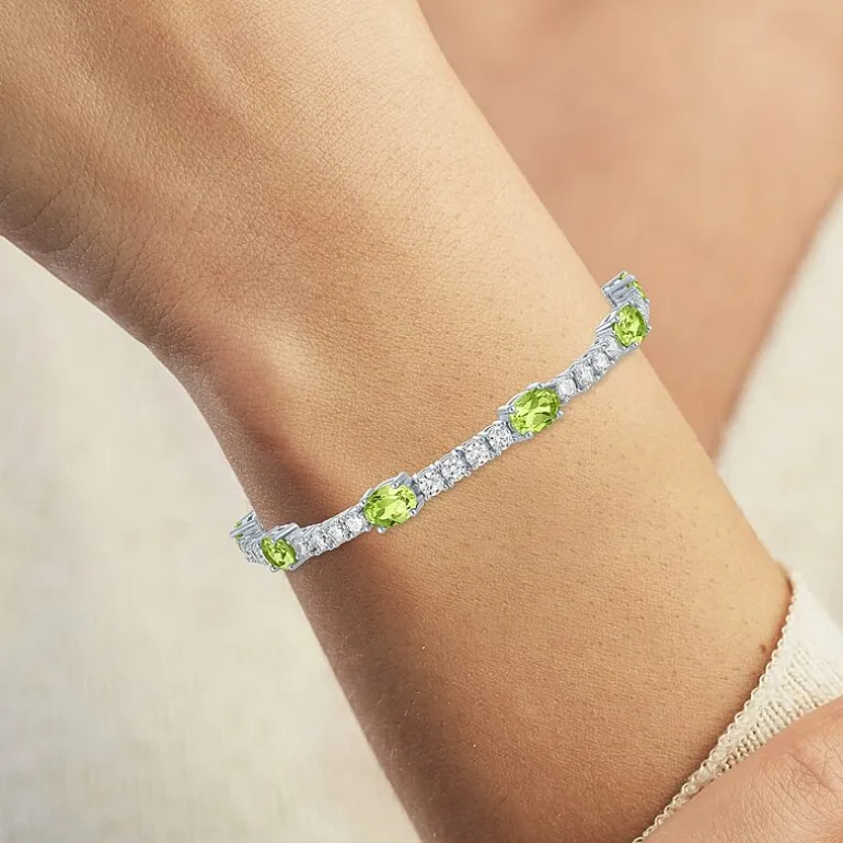 Gemstone Pure Silver Over Brass Tennis Bracelet