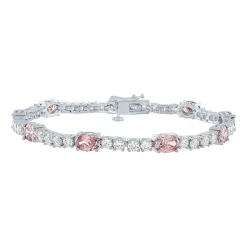 Gemstone Pure Silver Over Brass Tennis Bracelet