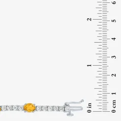 Gemstone Pure Silver Over Brass Tennis Bracelet