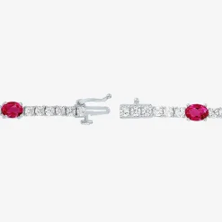 Gemstone Pure Silver Over Brass Tennis Bracelet