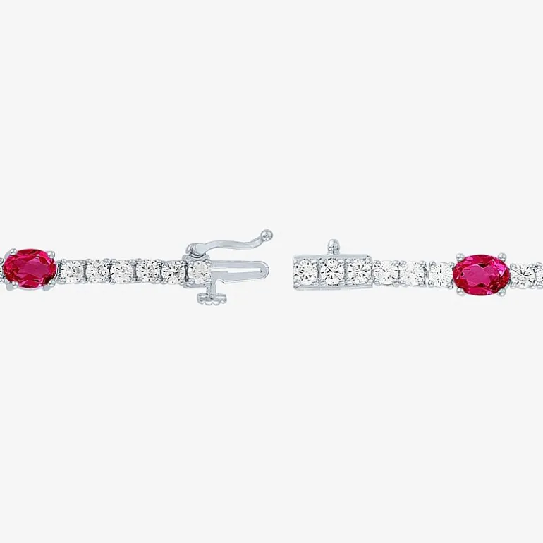 Gemstone Pure Silver Over Brass Tennis Bracelet