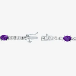 Gemstone Pure Silver Over Brass Tennis Bracelet
