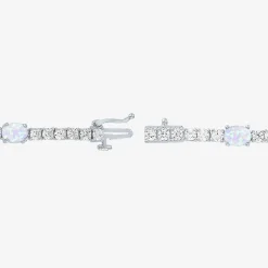 Gemstone Pure Silver Over Brass Tennis Bracelet