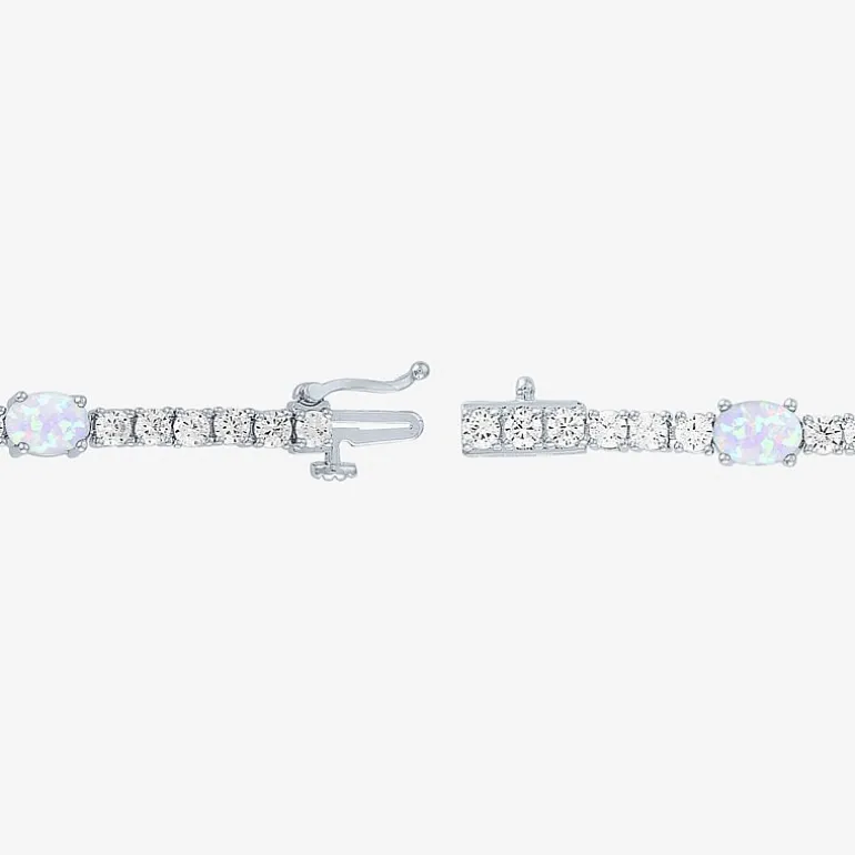 Gemstone Pure Silver Over Brass Tennis Bracelet