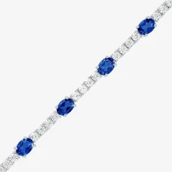 Gemstone Pure Silver Over Brass Tennis Bracelet