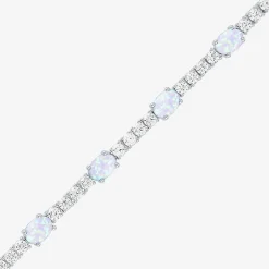 Gemstone Pure Silver Over Brass Tennis Bracelet