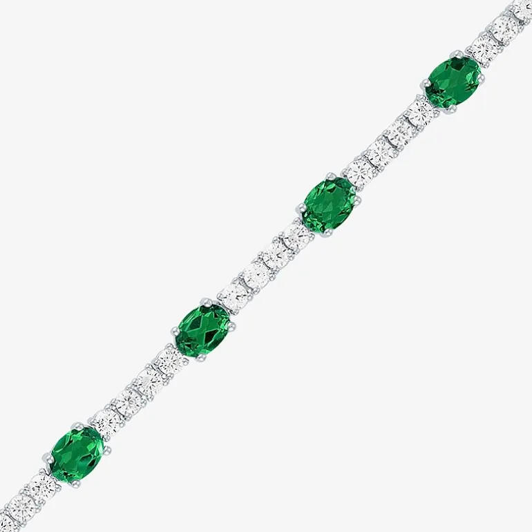 Gemstone Pure Silver Over Brass Tennis Bracelet