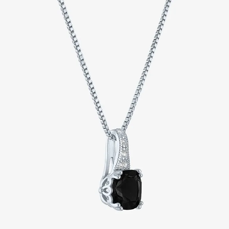 Gemstone Sterling Silver Cushion Pendant Necklace
