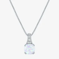 Gemstone Sterling Silver Cushion Pendant Necklace