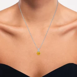 Gemstone Sterling Silver Cushion Pendant Necklace