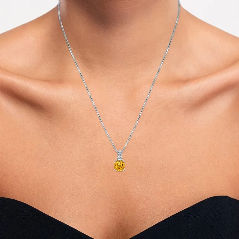 Gemstone Sterling Silver Cushion Pendant Necklace