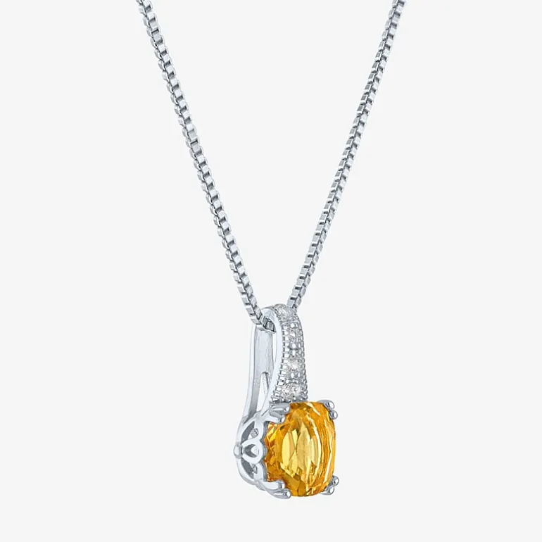 Gemstone Sterling Silver Cushion Pendant Necklace