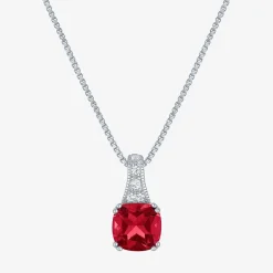 Gemstone Sterling Silver Cushion Pendant Necklace