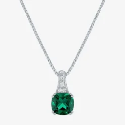Gemstone Sterling Silver Cushion Pendant Necklace