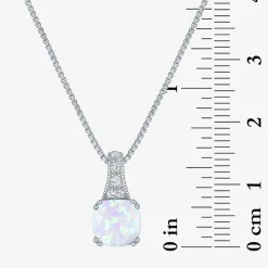 Gemstone Sterling Silver Cushion Pendant Necklace