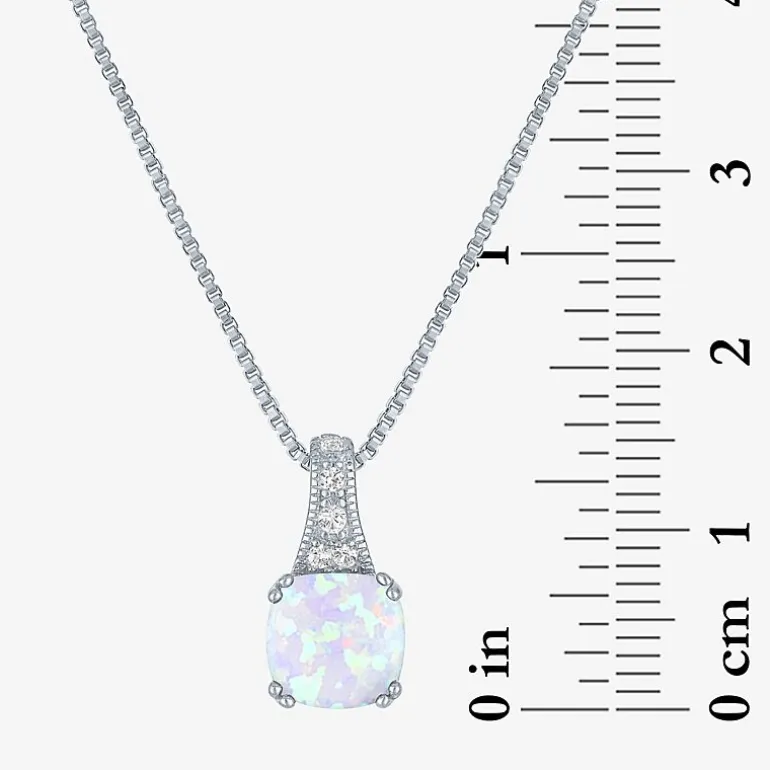 Gemstone Sterling Silver Cushion Pendant Necklace
