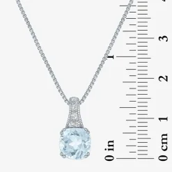 Gemstone Sterling Silver Cushion Pendant Necklace