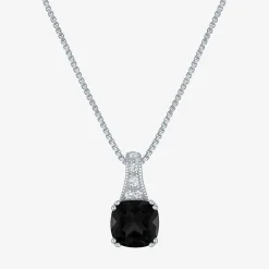 Gemstone Sterling Silver Cushion Pendant Necklace