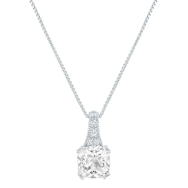 Gemstone Sterling Silver Cushion Pendant Necklace