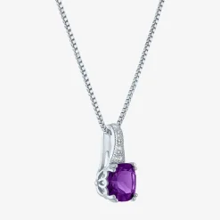Gemstone Sterling Silver Cushion Pendant Necklace