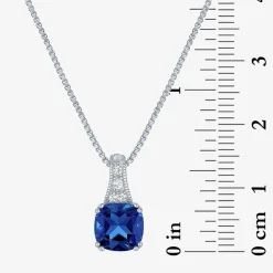 Gemstone Sterling Silver Cushion Pendant Necklace