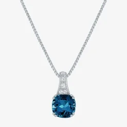 Gemstone Sterling Silver Cushion Pendant Necklace