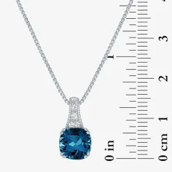 Gemstone Sterling Silver Cushion Pendant Necklace
