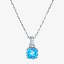 Gemstone Sterling Silver Cushion Pendant Necklace