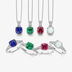 Gemstone Sterling Silver Cushion Pendant Necklace