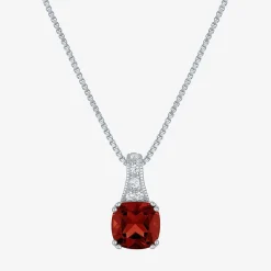 Gemstone Sterling Silver Cushion Pendant Necklace