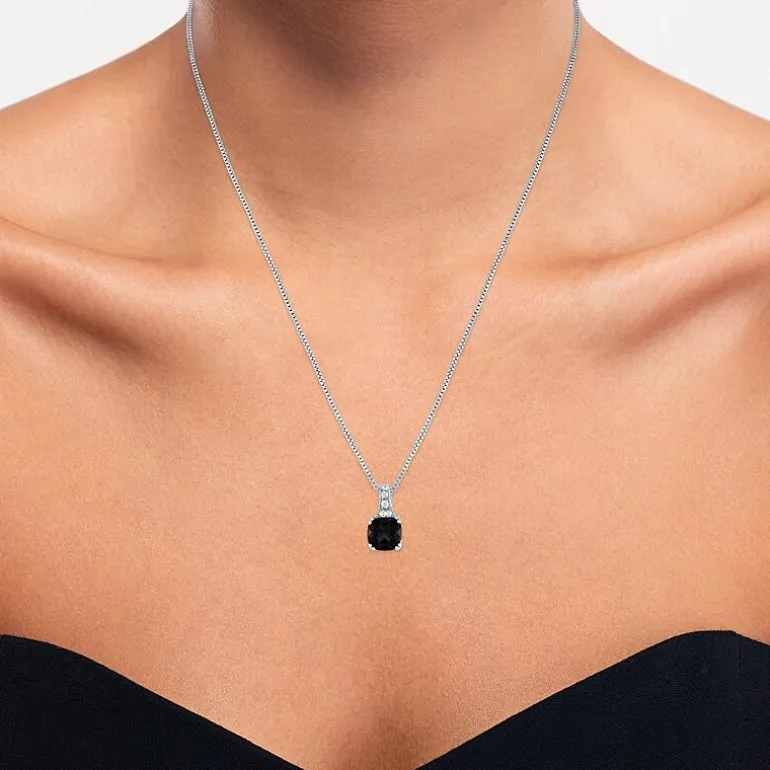 Gemstone Sterling Silver Cushion Pendant Necklace