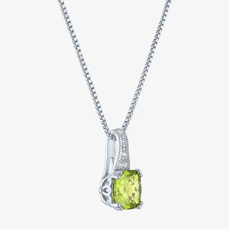 Gemstone Sterling Silver Cushion Pendant Necklace