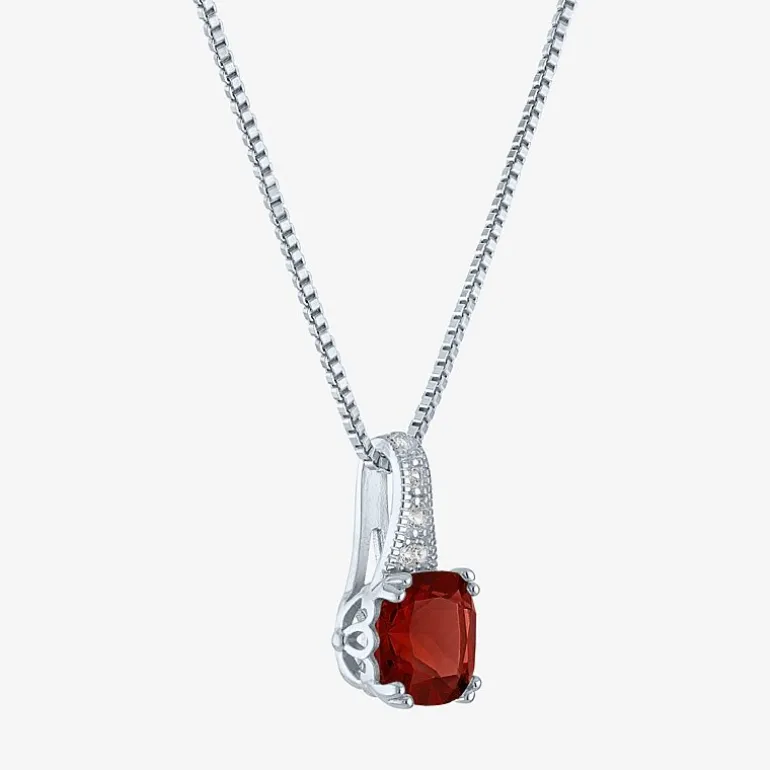 Gemstone Sterling Silver Cushion Pendant Necklace