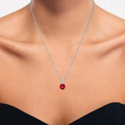 Gemstone Sterling Silver Cushion Pendant Necklace