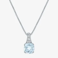 Gemstone Sterling Silver Cushion Pendant Necklace