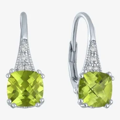 Gemstone Sterling Silver Cushion Drop Earrings