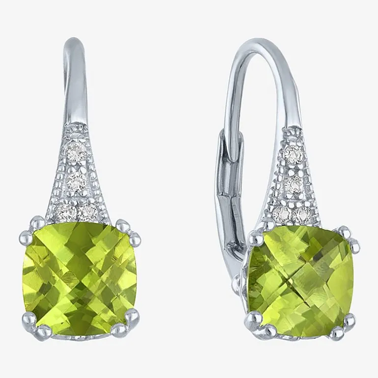 Gemstone Sterling Silver Cushion Drop Earrings