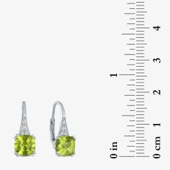 Gemstone Sterling Silver Cushion Drop Earrings