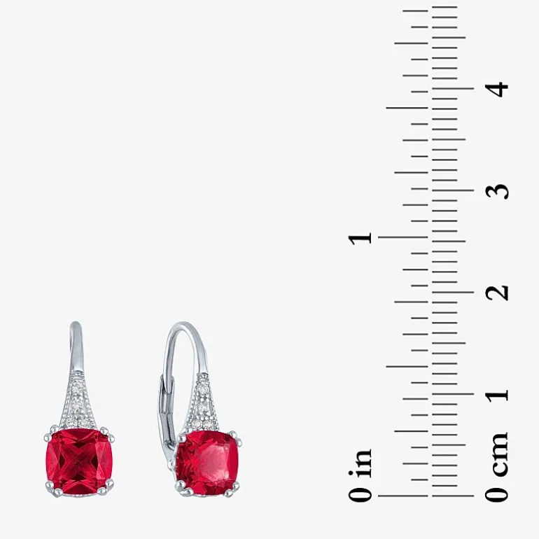 Gemstone Sterling Silver Cushion Drop Earrings