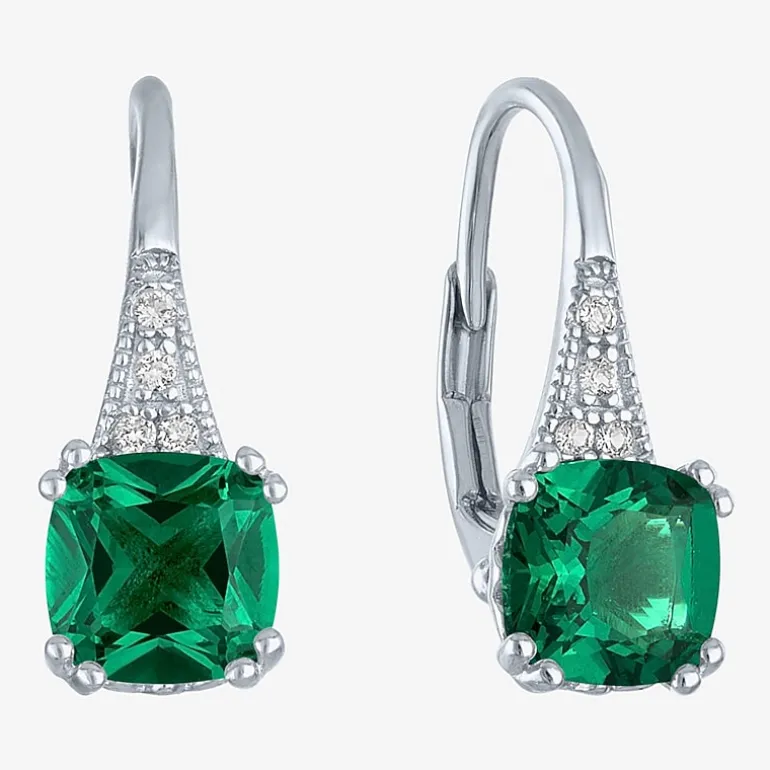 Gemstone Sterling Silver Cushion Drop Earrings