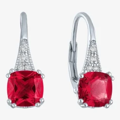 Gemstone Sterling Silver Cushion Drop Earrings
