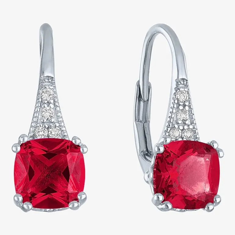 Gemstone Sterling Silver Cushion Drop Earrings
