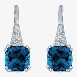 Gemstone Sterling Silver Cushion Drop Earrings