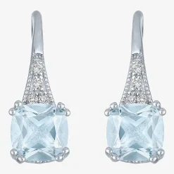 Gemstone Sterling Silver Cushion Drop Earrings