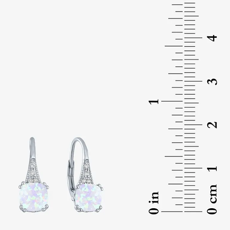 Gemstone Sterling Silver Cushion Drop Earrings