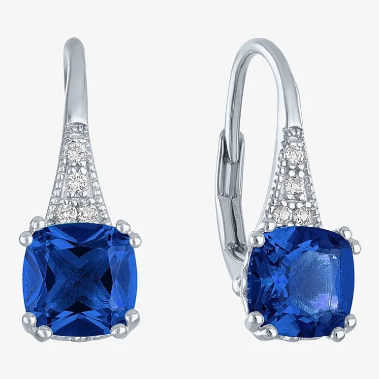 Gemstone Sterling Silver Cushion Drop Earrings