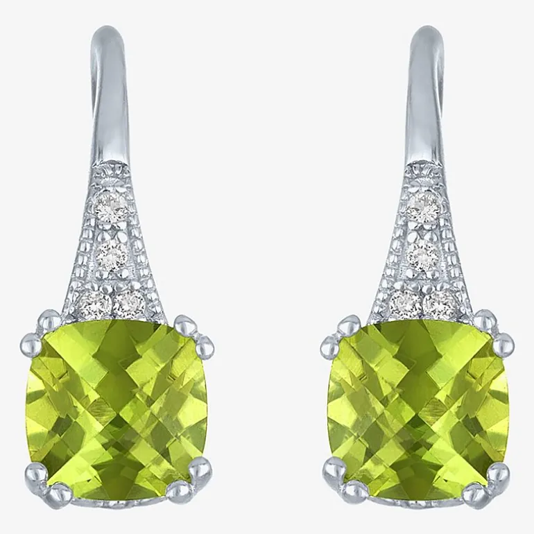Gemstone Sterling Silver Cushion Drop Earrings